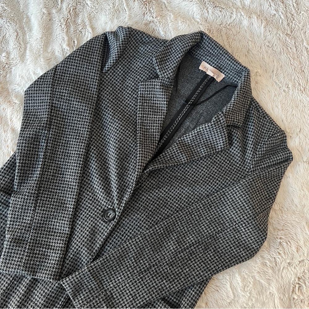 Philosophy Single Button Lapel Gray Long Blazer